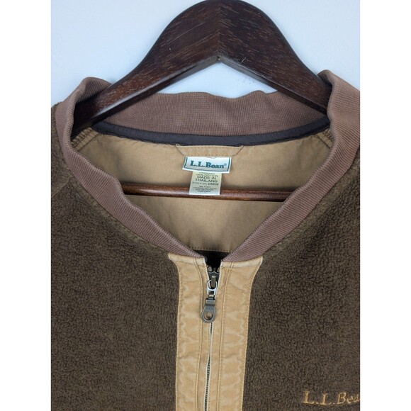 L.L. Bean Men's Vest XXL Brown Full Zip Sweater Fleece Hiking Outdoors Y2K 90's - Picture 3 of 14